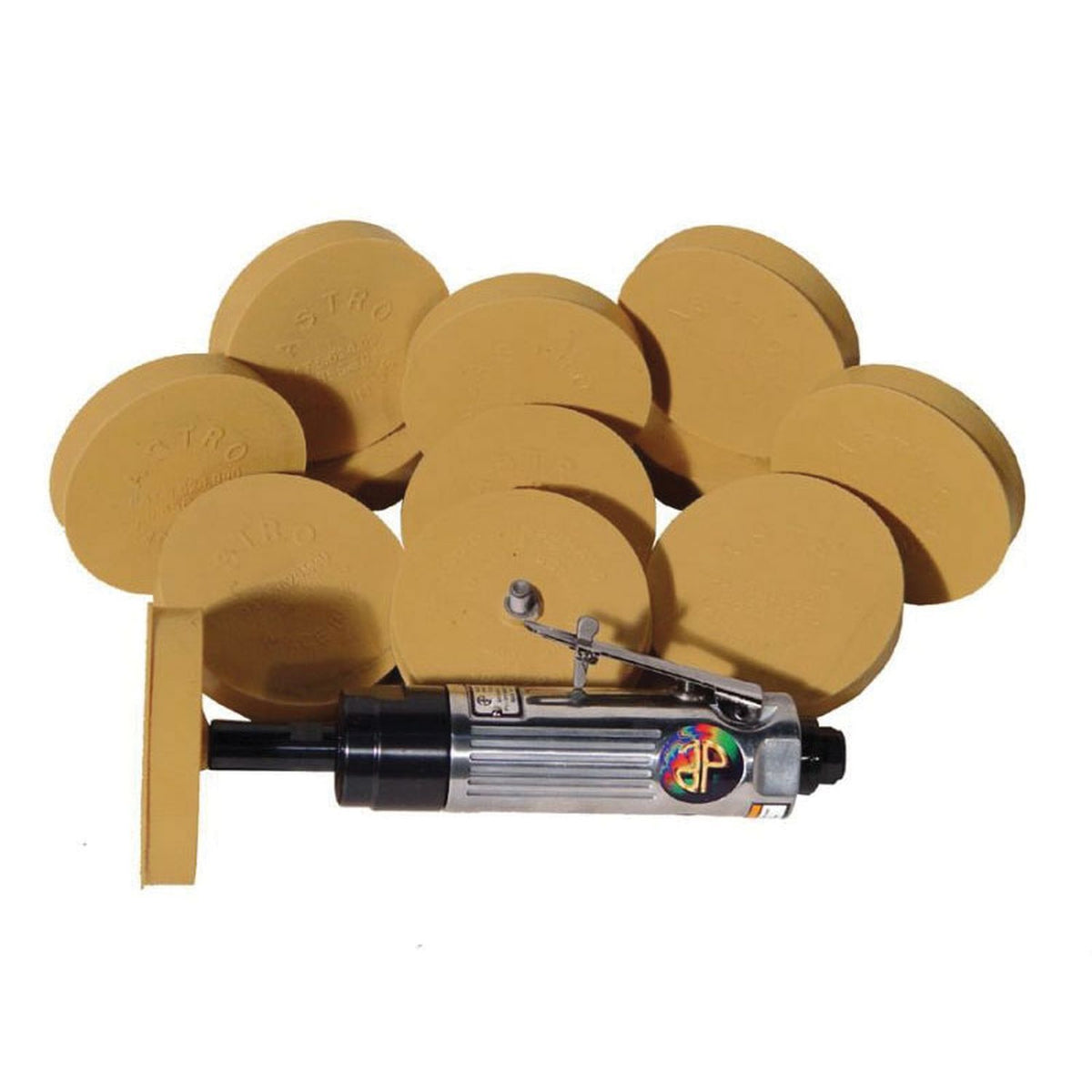 Astro Pneumatic 32 Pinstripe Removal Kit with 4000 rpm tool, 12 Smart Eraser pads and spanner