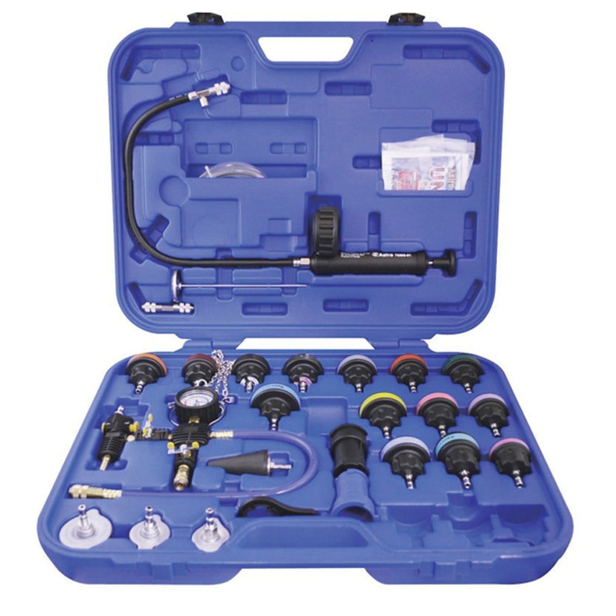 Astro Pneumatic 78585 Pressure Tester and Vacuum Cooling System Kit with Gauge, Test Adapters and