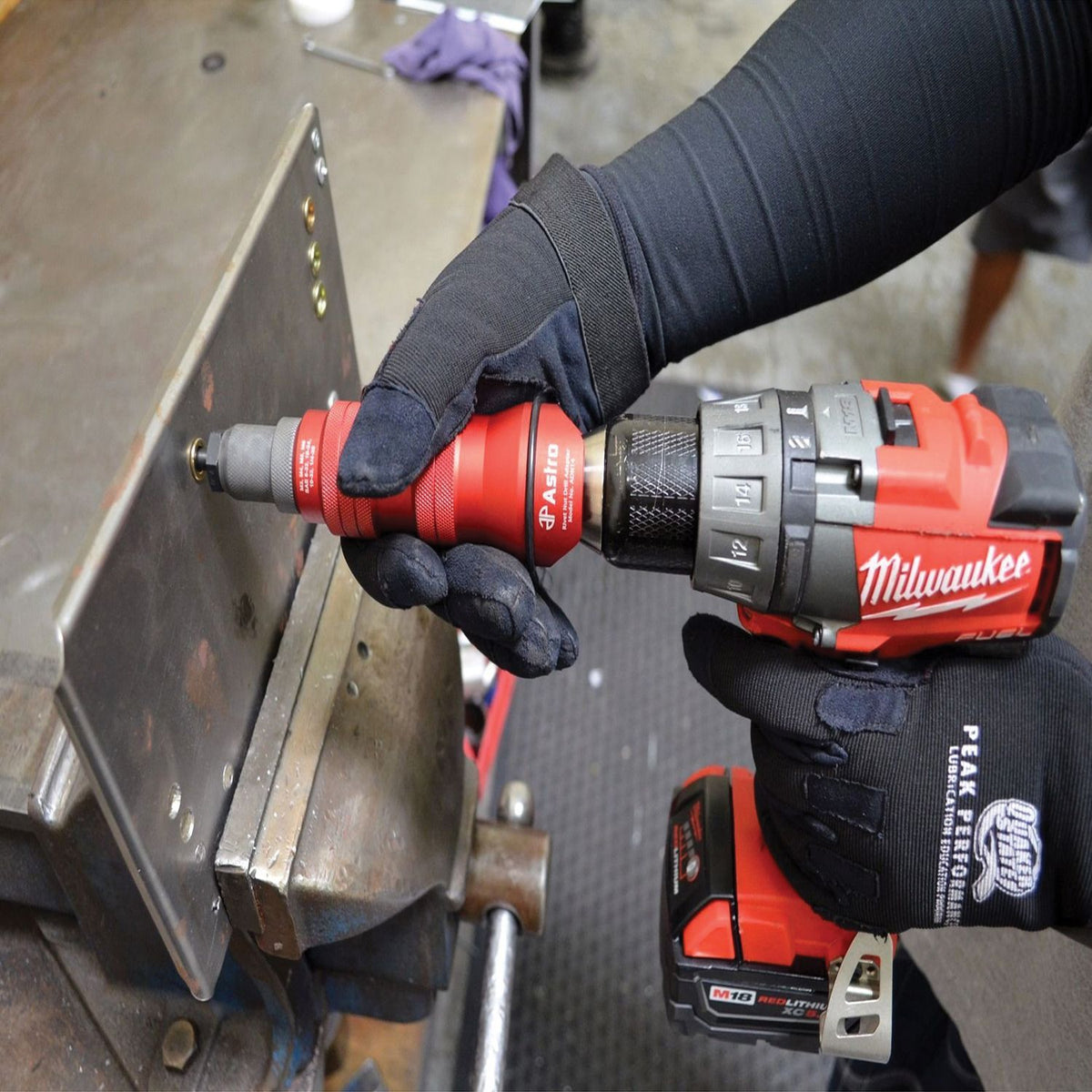 Astro Pneumatic ADN14 Hand Riveter Kit Convertible for 12 V and 14.4 V Drills, Includes Multiple