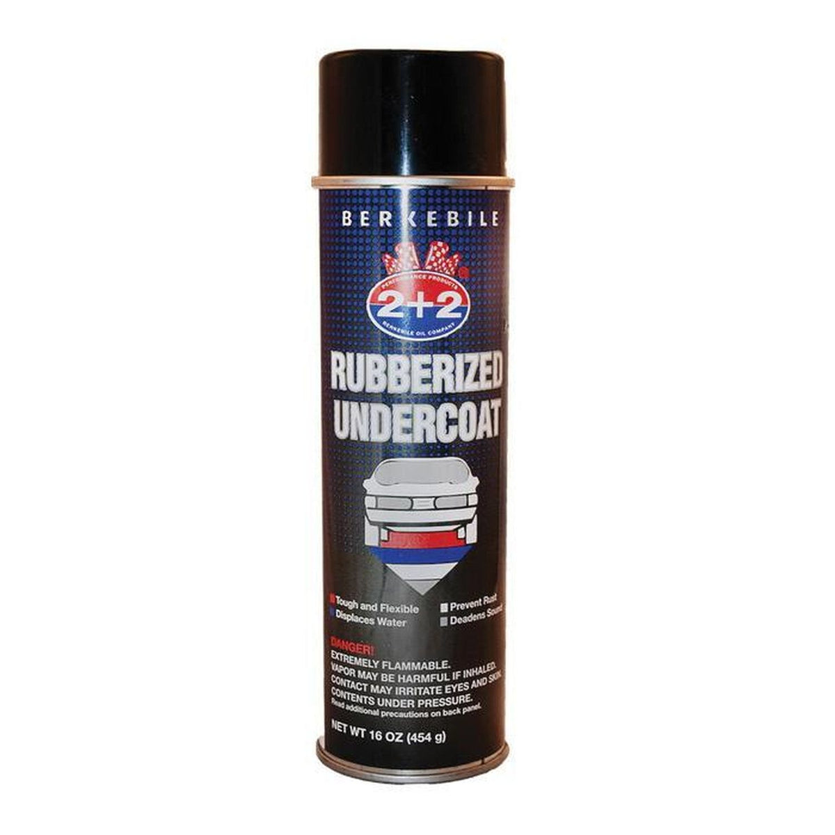 Berkeley Oil Company 2+2 Rubberized Undercoating B2200 16 Oz Aerosol, Black/Opaque