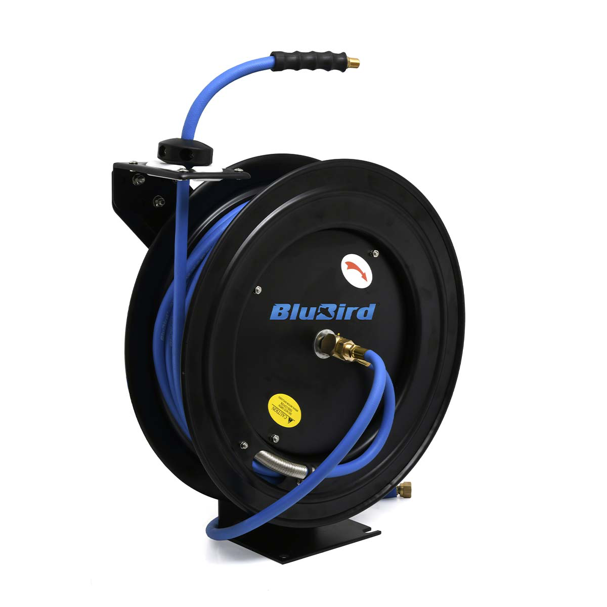 Blue Bird Air Hoses 20ga 1/2" x 50 Retractable Air Hose Reel BBR1250, Powder-Coated Steel