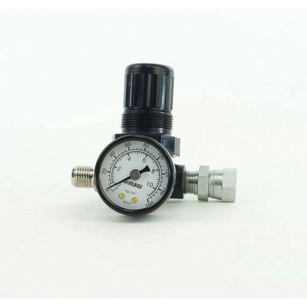 DeVilbiss 130015 Air regulator With Gauge, 1/4 In Thread, Mnps X Fnps Swivel Co