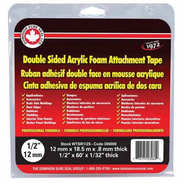 Dominion Sure Seal 1/2 in Red WTSR1/2S 60 ft Urethane Foam Tape, Acrylic Adhesive for Body Trim