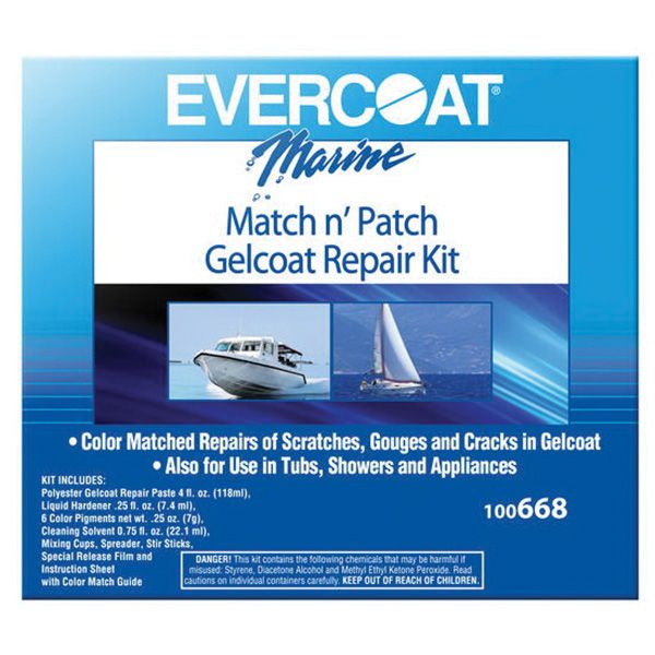 Evercoat Match n' Patch Gelcoat Repair Kit 668 - 4 oz Pink Liquid with Hardener and Mixing Sticks