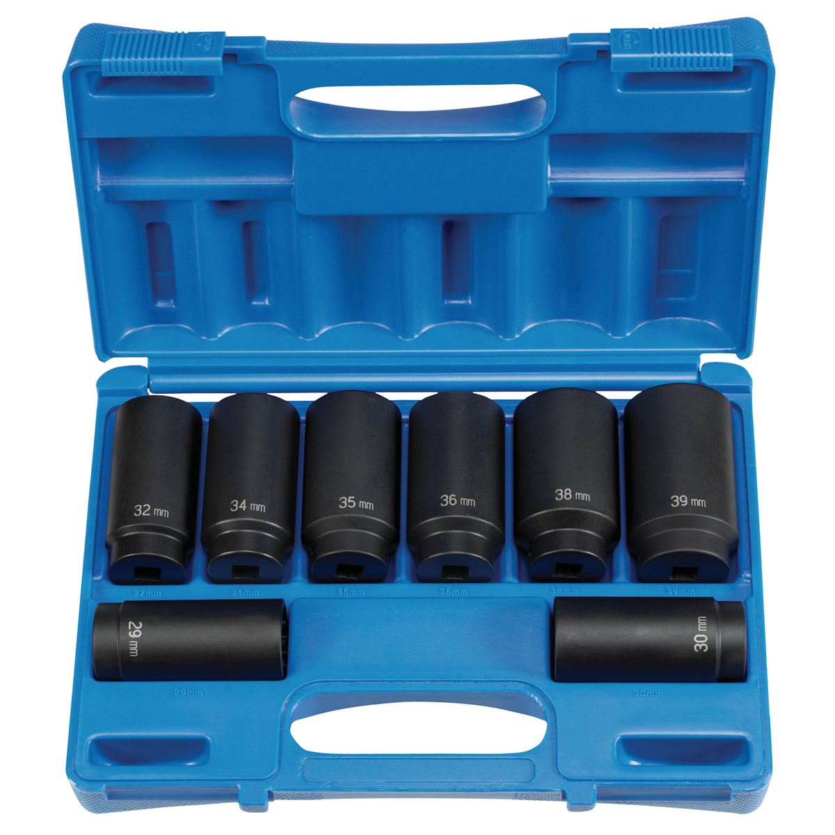 Grey Pneumatic 1708SN 1/2" Drive Deep Length Axle Nut Impact Socket Set, 8 Piece, Molded Storage