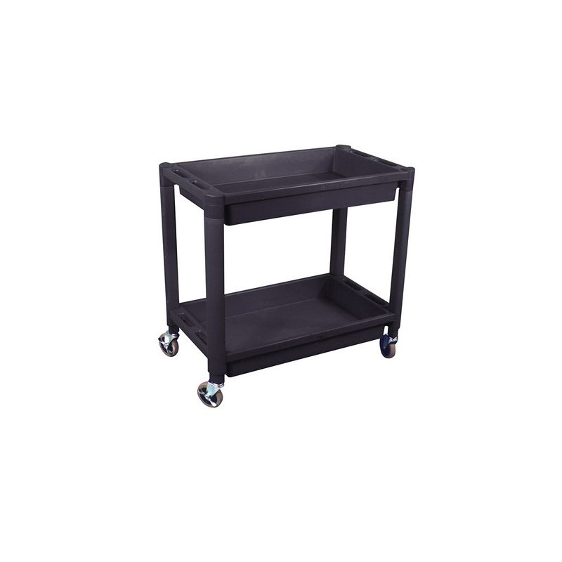 High Teck T425 Utility Cart Black Heavy-Duty Plastic 2 Shelves 300 lb