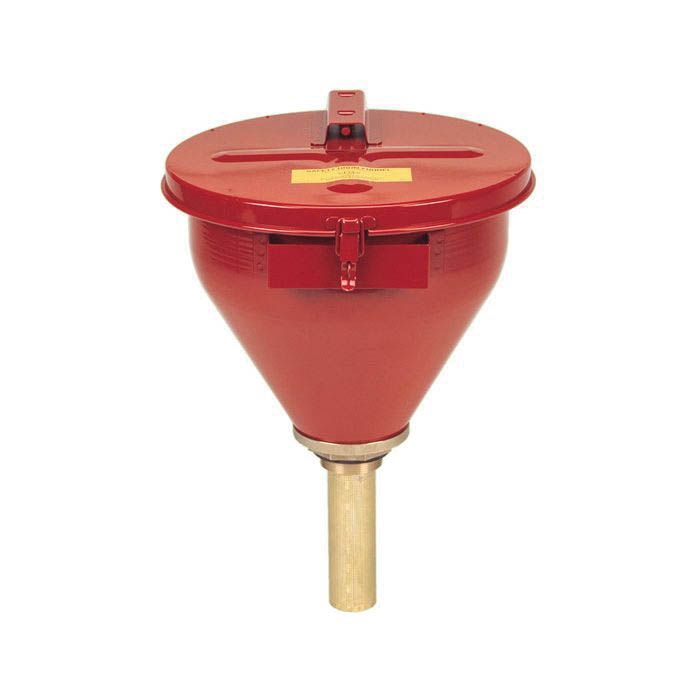 Justrite 08207 Red Self-Closing Large Drum Funnel with 6 in Flame Arrester, Epoxy Powder-Coated