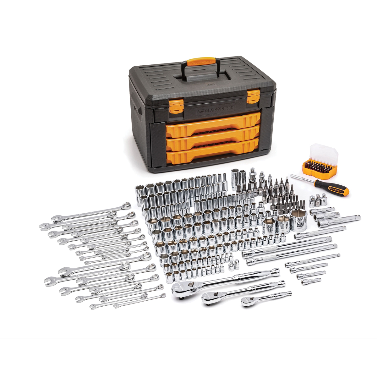 Gearwrench 80966 243-Piece Mechanics Tool Set with 6-Point Sockets and 90-Tooth Ratchets