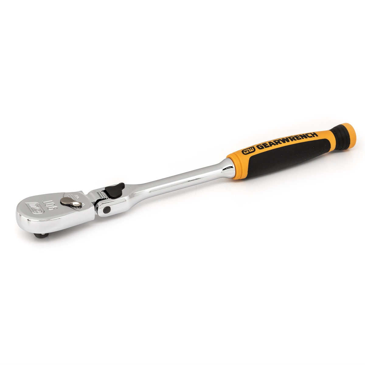 Gearwrench 81016T 1/4" Drive 90-Tooth Dual Material Locking Flex Head Teardrop Ratchet - 8" length