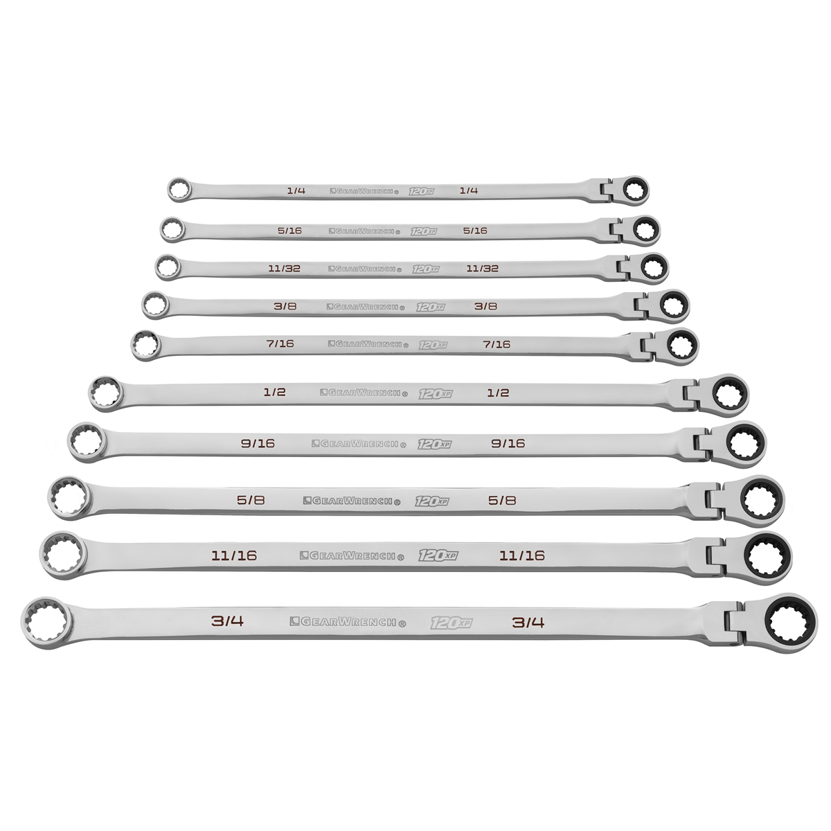 Gearwrench 10-Piece 120XP Flex Head SAE Ratcheting Wrench Set - MPN 86142