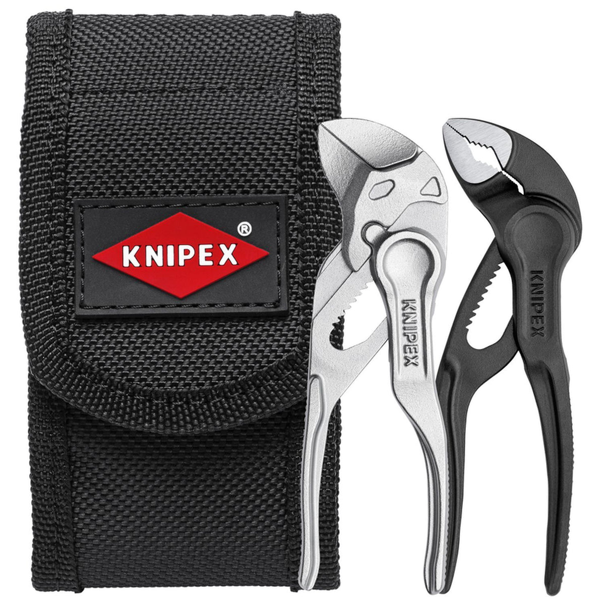 Knipex Mini Pliers Set 002072V04XS with Belt Pouch, Cobra XS Water Pump Pliers and XS Pliers Wrench
