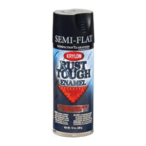 Krylon RTA9203 Rust Tough Enamel - Black, 12 oz Aerosol Can, Semi-Flat Finish