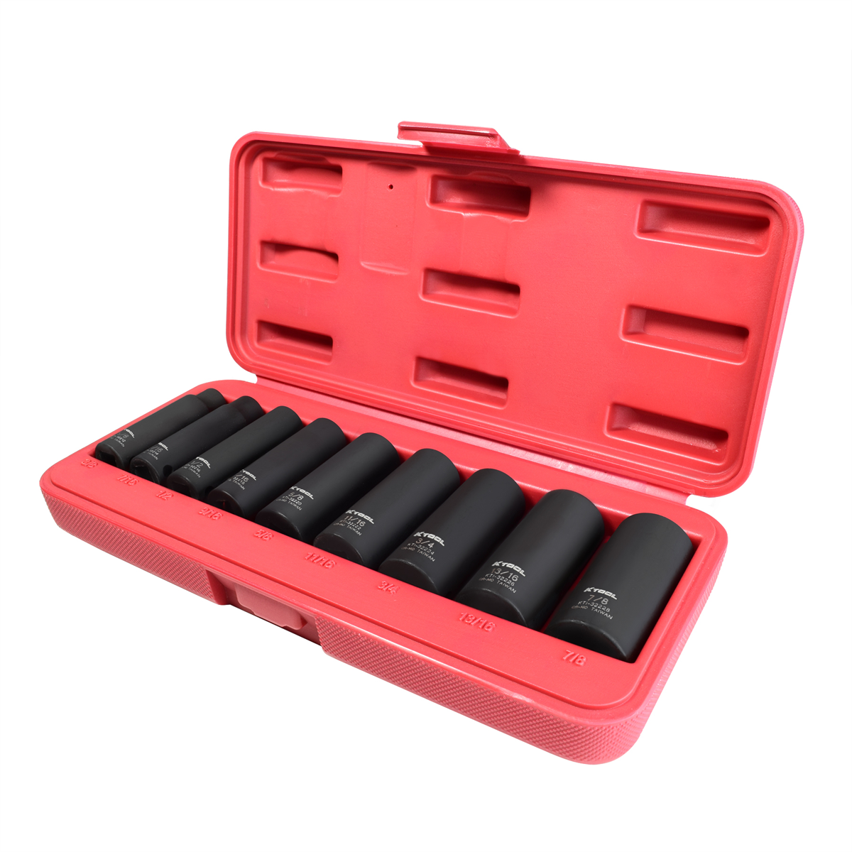 K Tool Socket Set Impact SAE 6 pt. Deep 1/2 in. Dr 12 Pieces