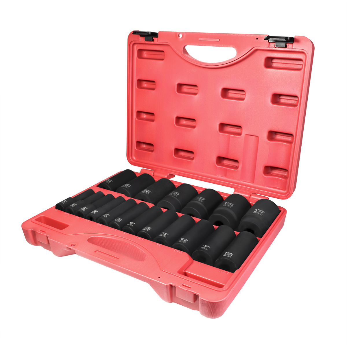 K Tool International Socket Set Fractional Impact 33202 19-Piece Deep with 1/2" Drive