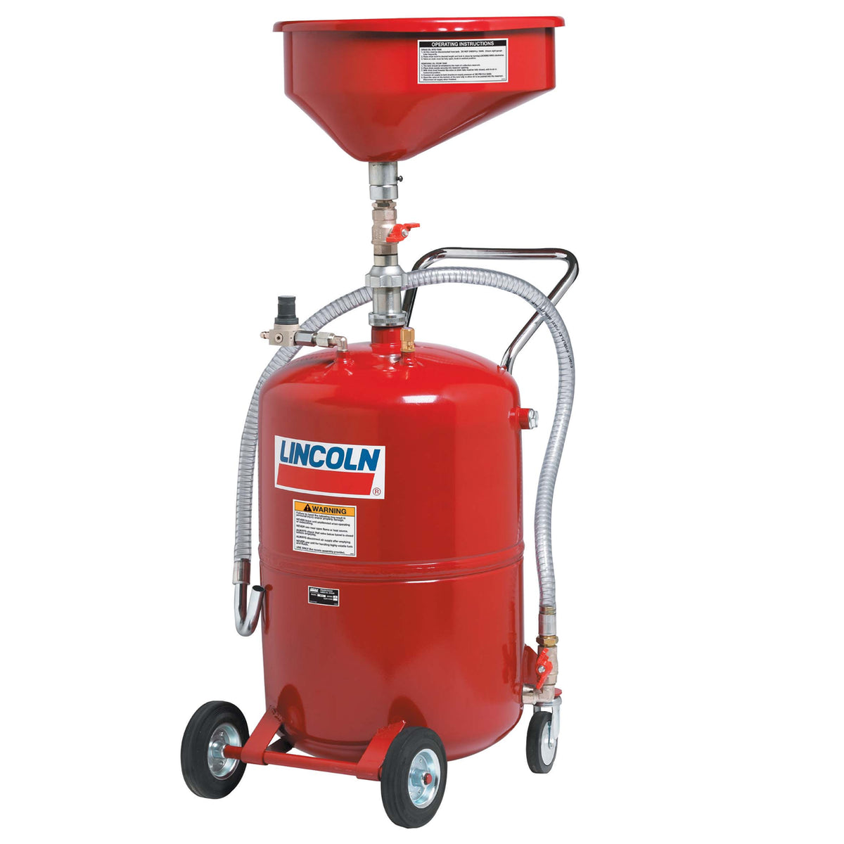 Lincoln Industrial 3601 Self-Evacuating Upright Fluid Drain 14 In Funnel, Adjustable Height