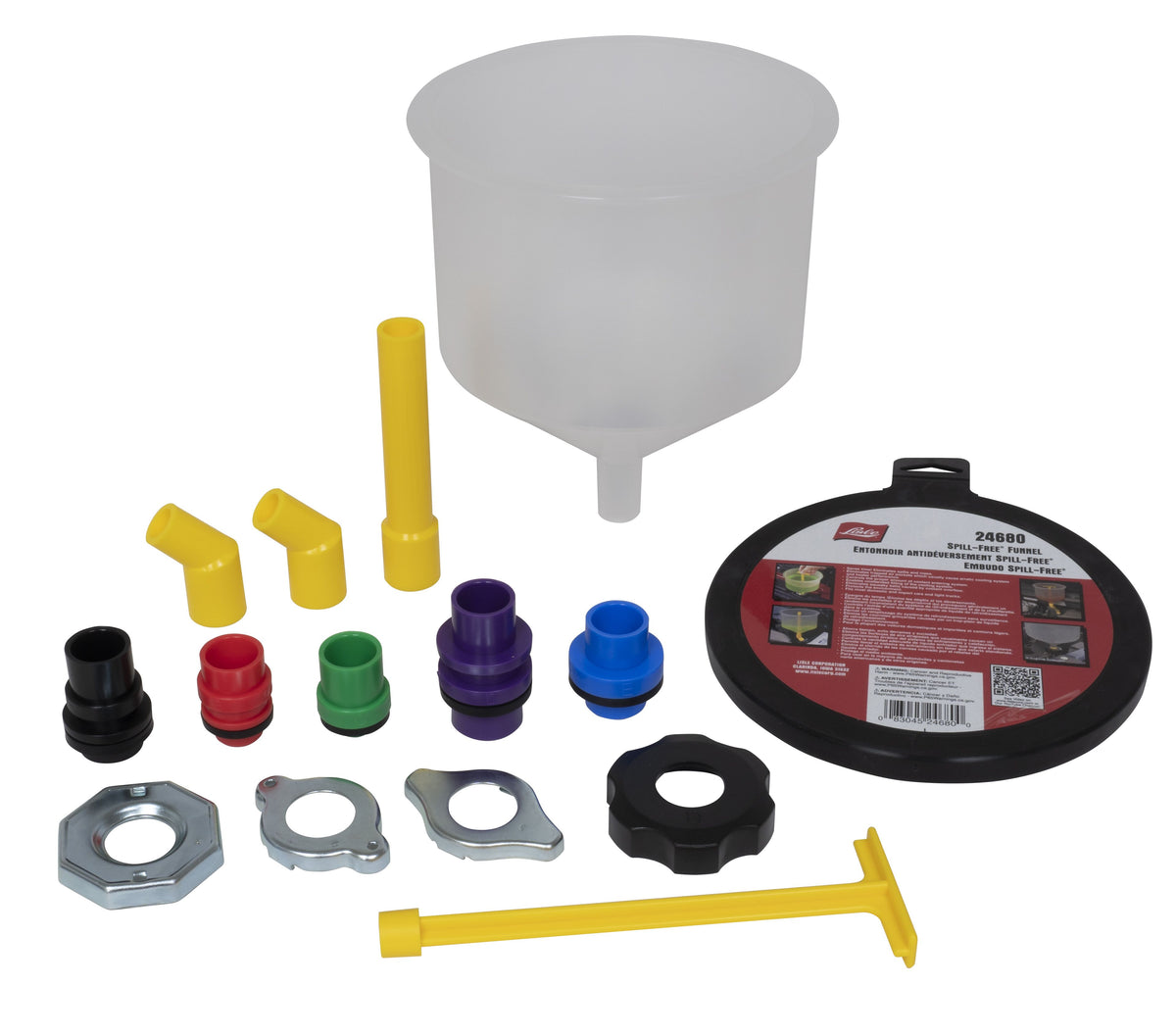 Lisle 24680 Spill-Free Funnel Thread - Includes 45° Elbow and 5" Extension for Precise Coolant Fill