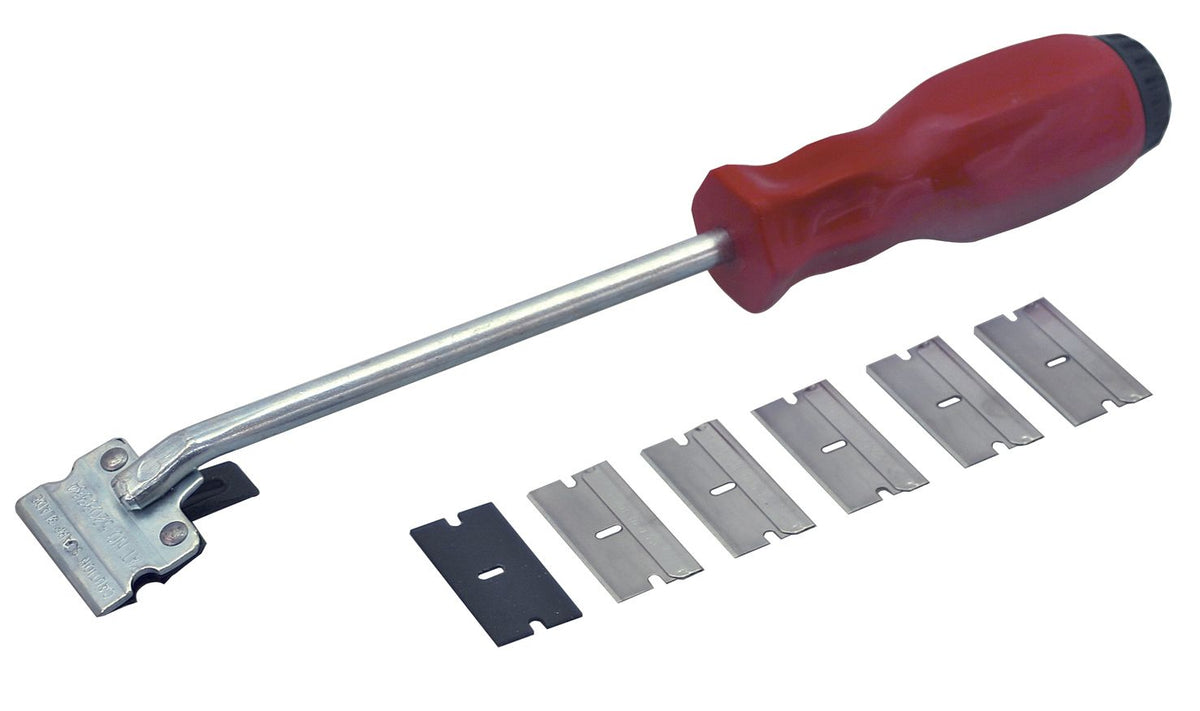 Lisle Razor Blackde Scraper 52000 with five carbon steel blades and spring-release holder
