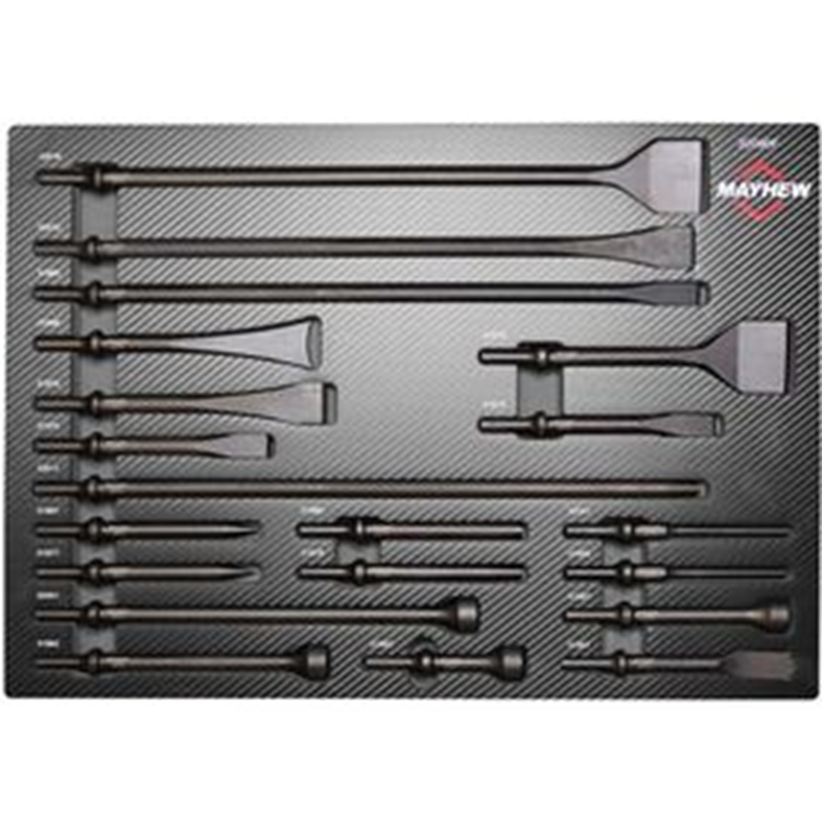 Mayhew Tools 20 Piece Pneumatic Master Set 32090F, .401 turn-type shank steel tools with foam block