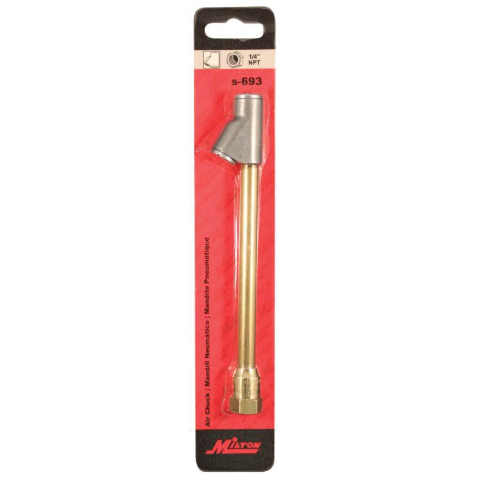 Milton Dual Head Straight Foot Air Chuck, Brass Silver, Part S-693