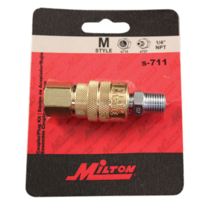 Milton S-711 M-Style Coupler and Plug 1/4 in Steel 300 psi Pack of 1