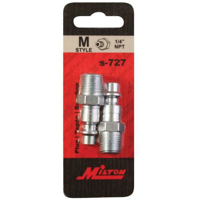 Milton S-727 M-Style Plug 1/4 in MNPT Steel, 40 cfm, 300 psi Rating