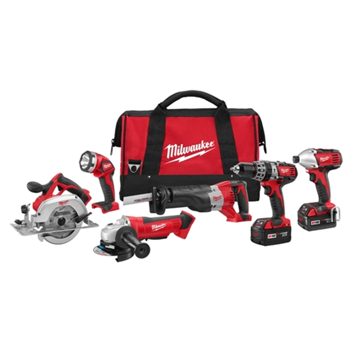 Milwaukee Tools 2696-26 M18 6-Tool Combo Kit, includes hammer drill, impact driver, reciprocating