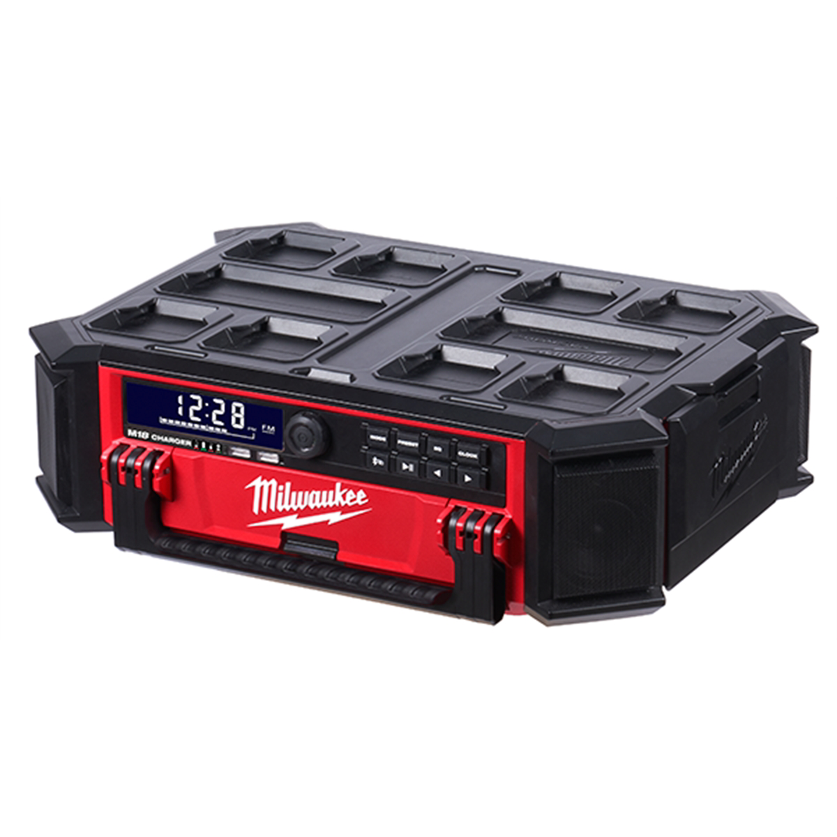 Milwaukee M18 PACKOUT Radio and Charger 2950-20, integrated audio and power