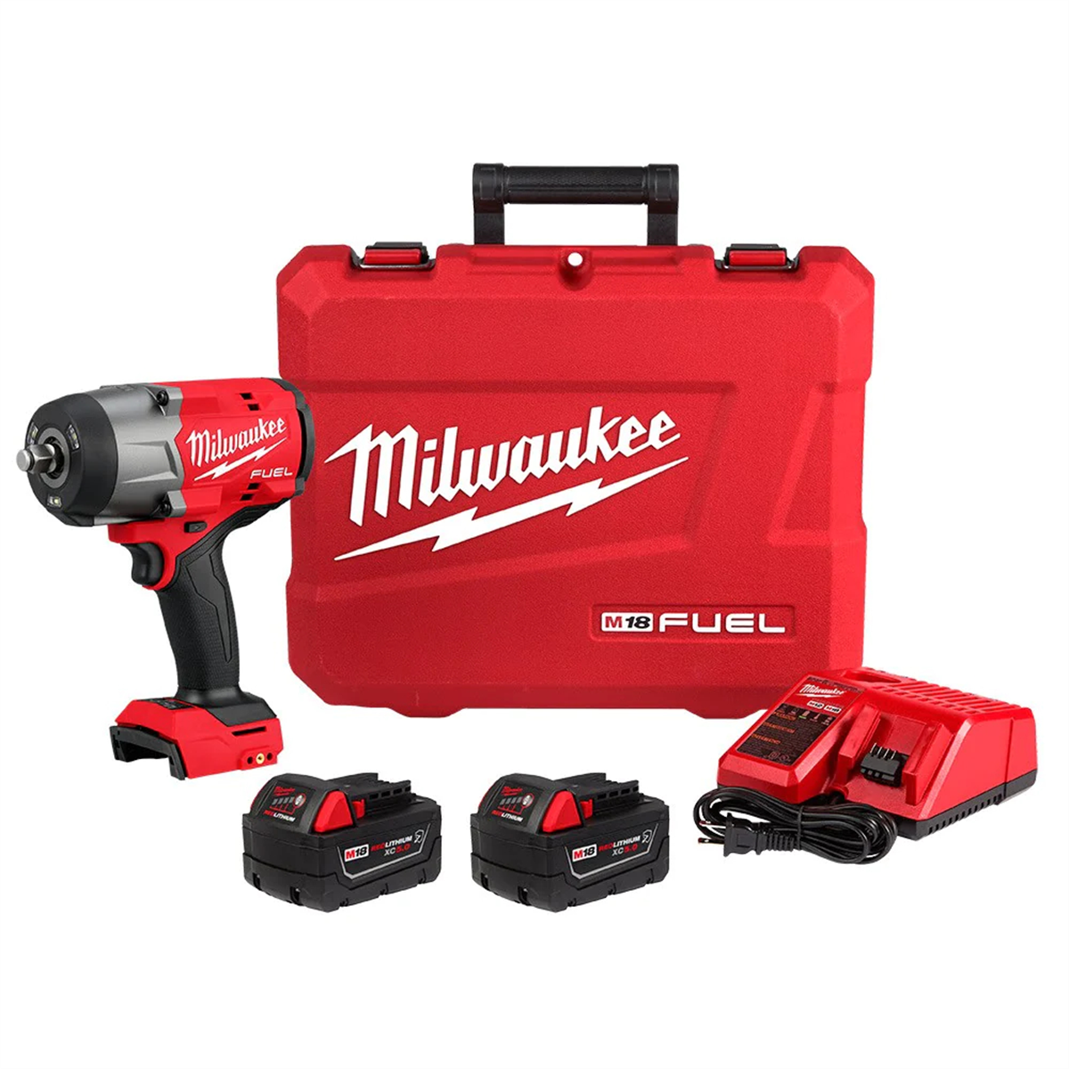 Milwaukee Tools 1/2" Impact Wrench Kit 2967-22 with Friction Ring, 1,100 ft-lb Torque