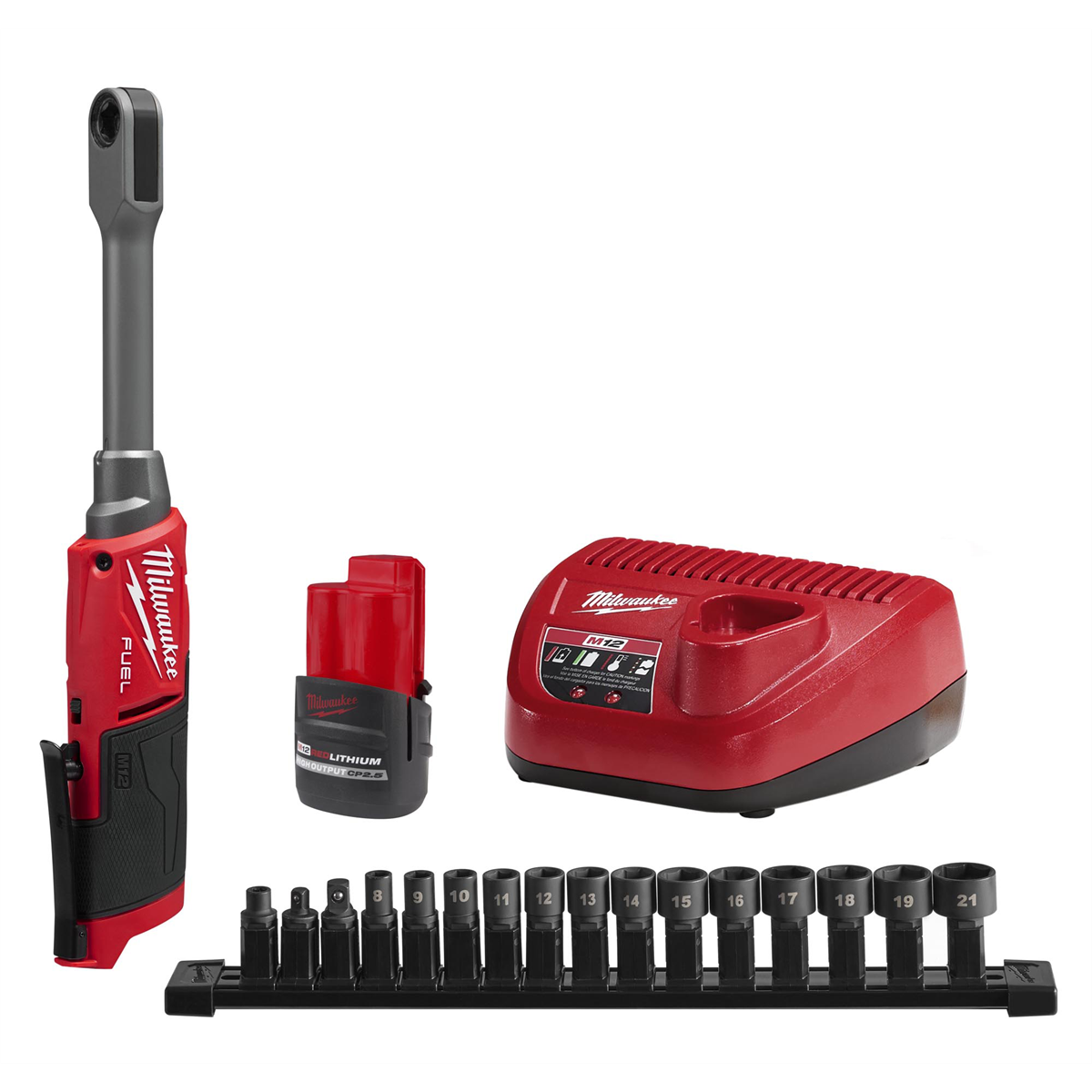Milwaukee M12 Insider Extended Reach Box Ratchet 3050-21, includes 8-19 & 21 mm sockets