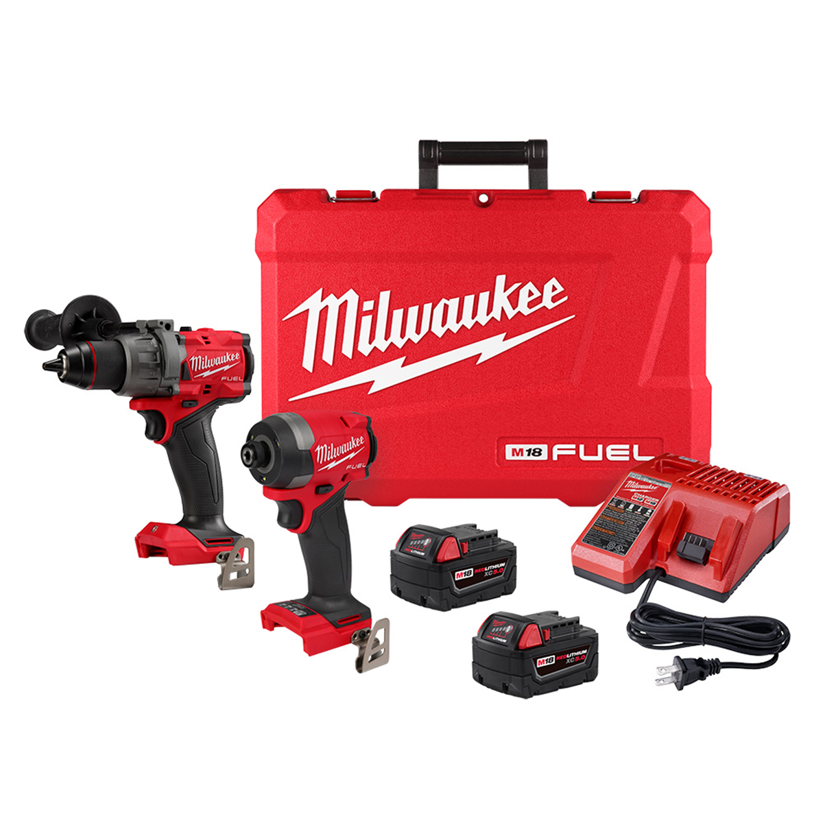 Milwaukee Tools M18 FUEL 2-Tool Combo Kit 3697-22 with 1/2" Hammer Drill, 1/4" Hex Impact Driver