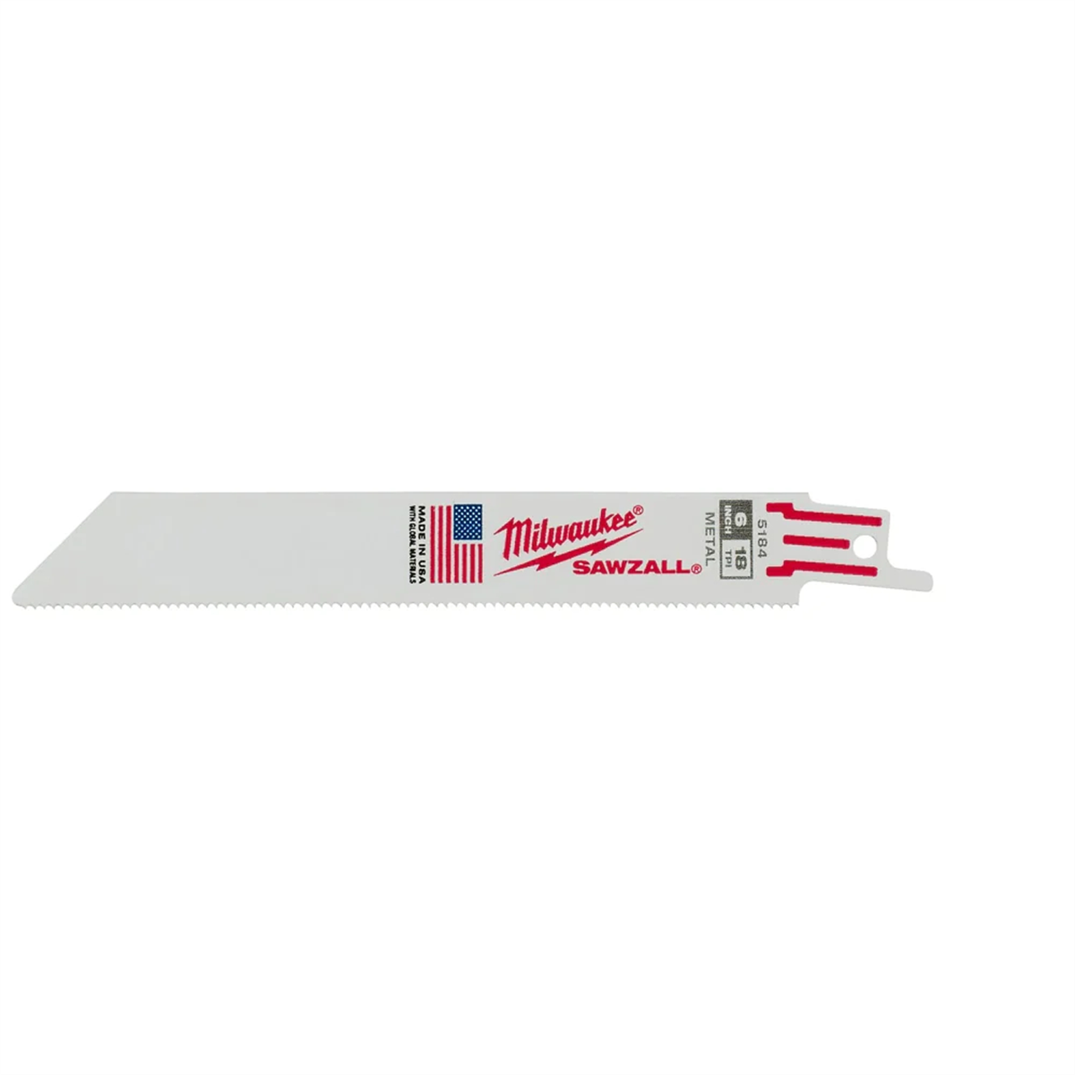 Milwaukee Tools 6" Reciprocating Saw Blade 18 TPI 3/4" Shank 48-00-5184