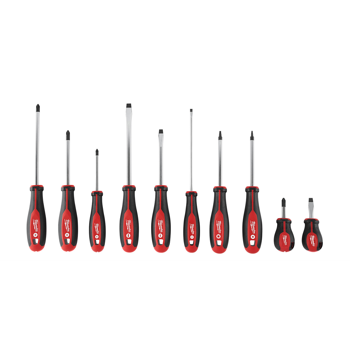 Milwaukee Tools 10 Pc ScrewDrive Set 48-22-2710 with Hardened Tips and Forged Shanks