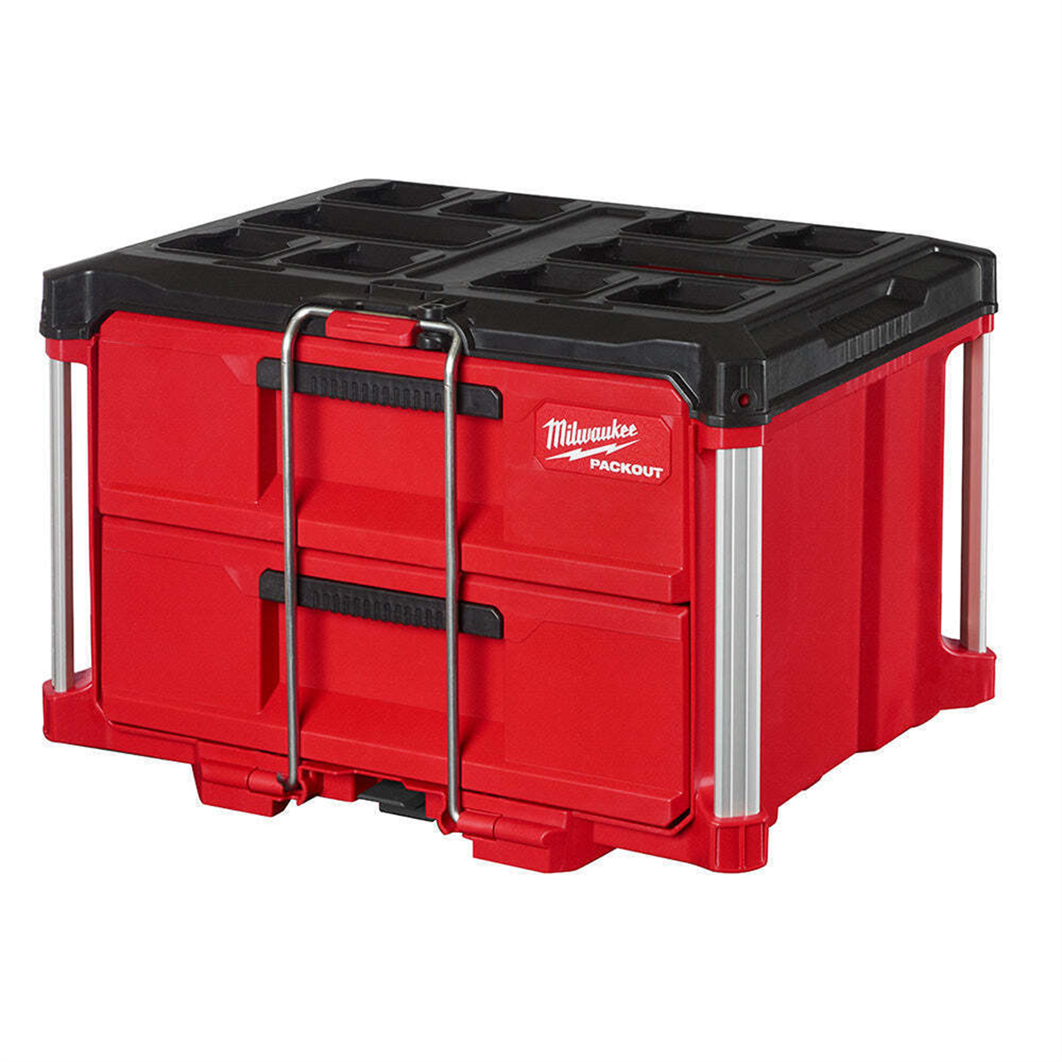 Milwaukee PACKOUT 2-Drawer Toolbox 48-22-8442, 50 lb capacity, impact-resistant polymer body, metal
