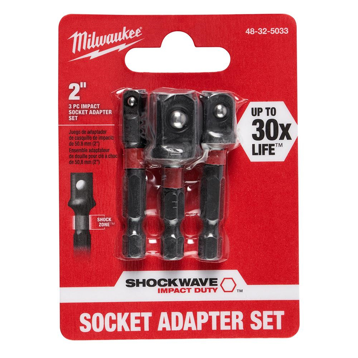 Milwaukee Tools Shockwave 1/4 Hex Shank Socket Adapter Set 48-32-5033, 30X life