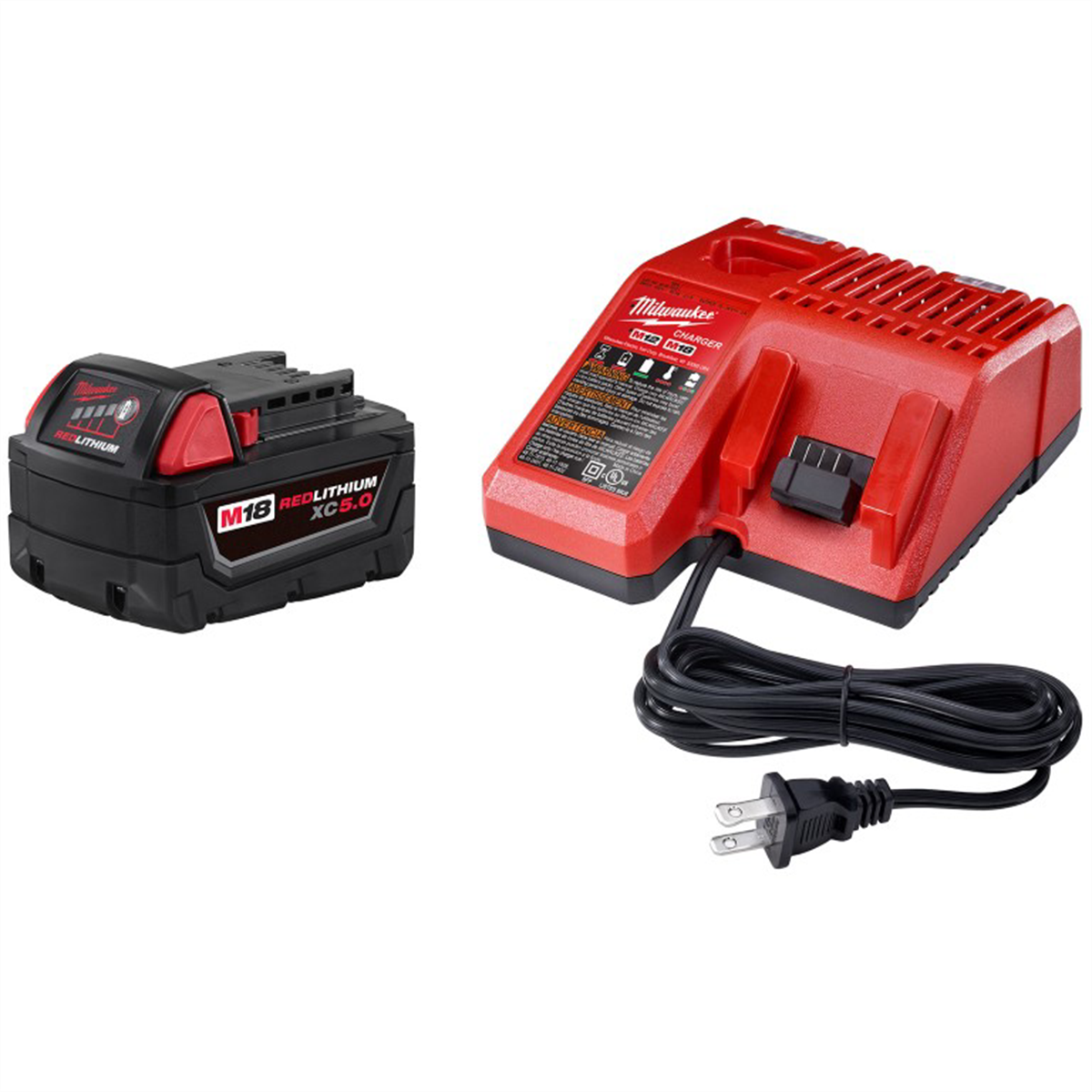 Milwaukee M18 REDLITHIUM XC5.0 Starter Kit with 5 Ah Battery and Charger, Part 48-59-1850