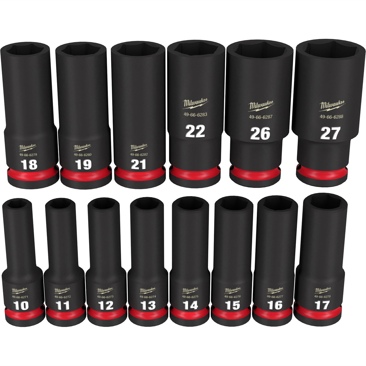 Milwaukee 14-Piece SHOCKWAVE Metric Deep 1/2" Socket Set 49-66-7014