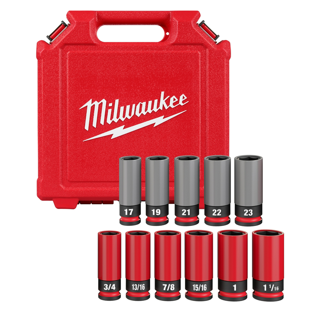 Milwaukee Impact Duty 1/2 Drive SAE & Metric 11PC Lug Nut Wheel Socket Set