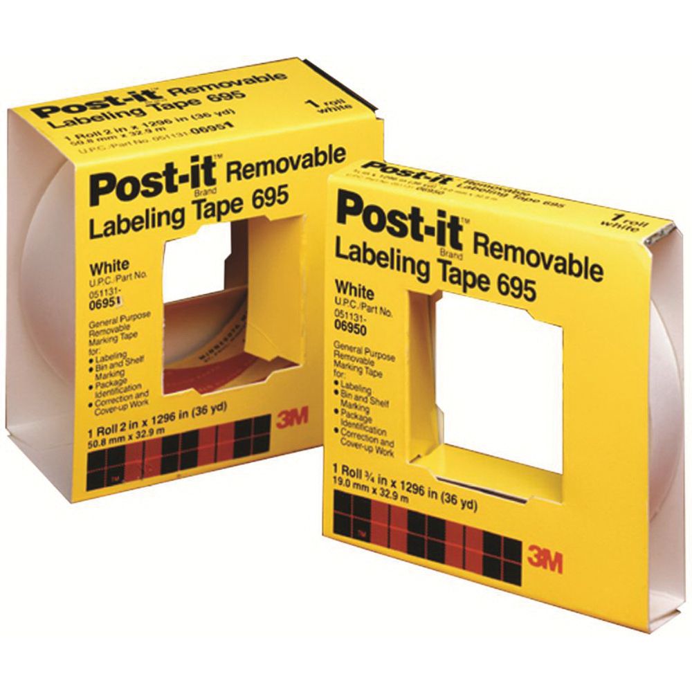 3M Labeling Tape 6951 36 yd x 2 in White Acrylic Paper