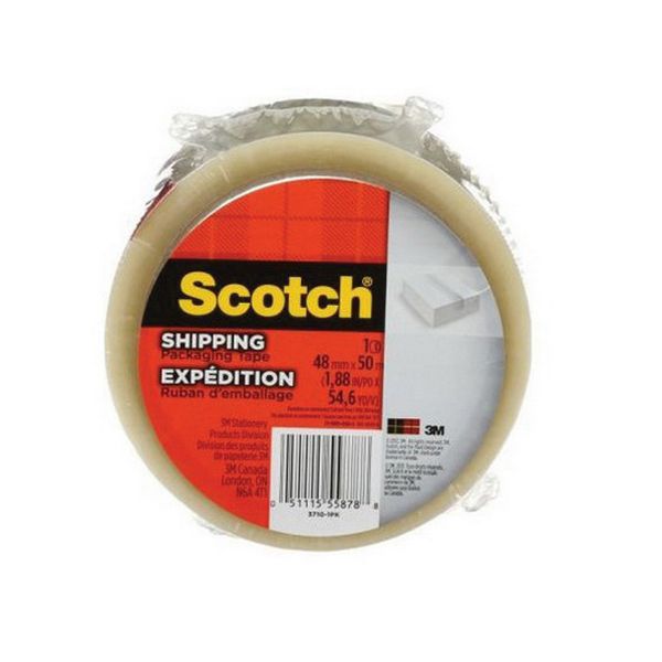 3M 92228 Tartan Light Duty Shipping/Packaging Tape, 50 m x 48 mm, Clear