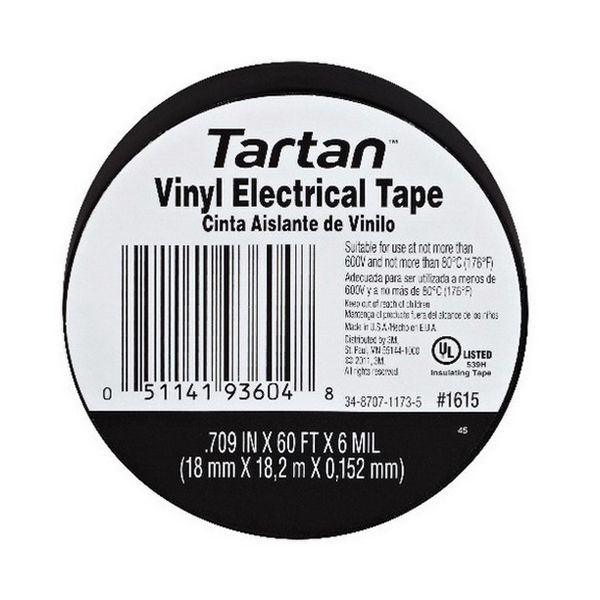 3M 92618 Tartan Electrical Tape 60 ft x 0.709 in Black