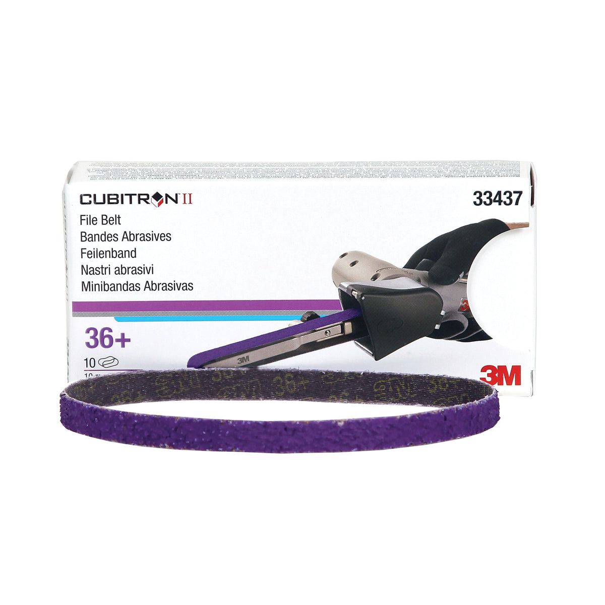 3M Products Cubitron II 33437 786F Series File Belt, 3/8 in W x 13 in L, 36+ Grit, Purple