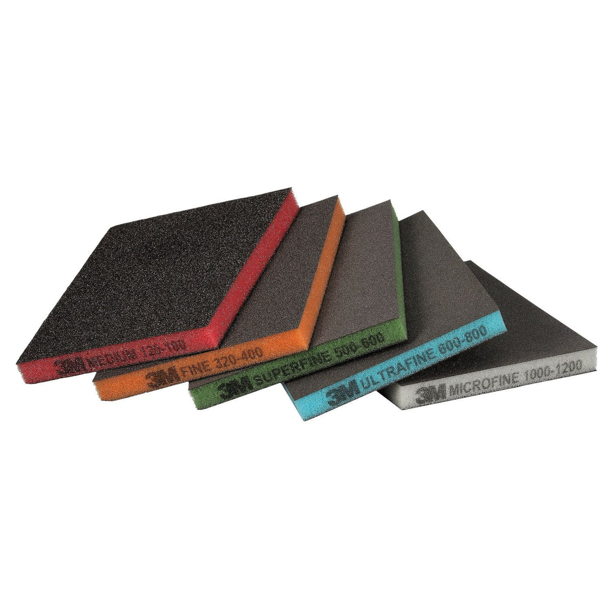 3M Two-Sided Sanding Sponge 23813, 124 mm x 98 mm (4.8" x 3.8 in), Multi-pk, Ass