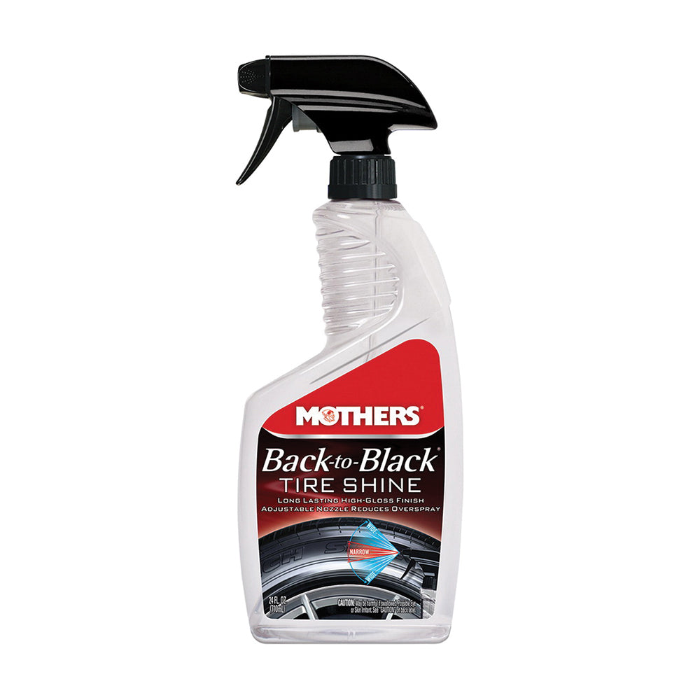 Mothers 06924 Back-to-Black 24 oz Clear Tire Shiner Spray Bottle for High-Gloss Protection