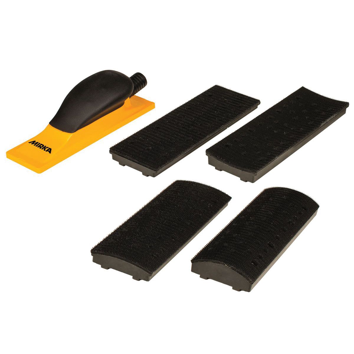Mirka MVHB38K Grip Faced Hand Block Kit Yellow - Includes Four Interchangeable Sanding Plates