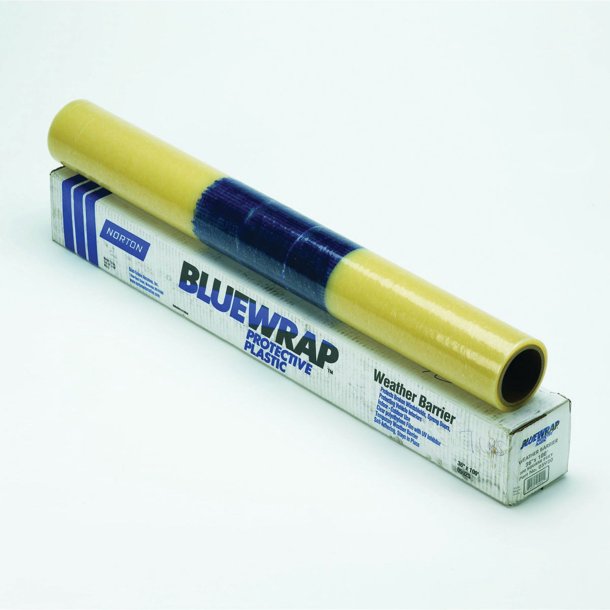Norton Blue Wrap Self-Adhesive Weather Barrier 05920 - 36 in Wide x 100 ft Length, Clear
