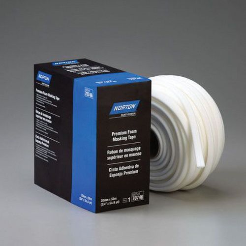 Norton Premium Foam Masking Tape 70746 - 20 mm Width x 50 m Length, Ideal for Door Jambs