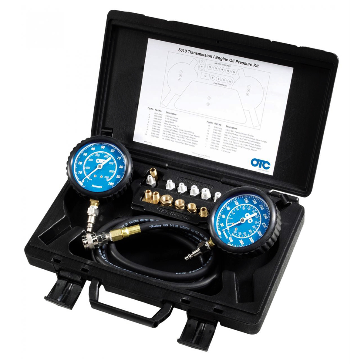 OTC Tools Transmission Engine Oil Pressure Kit 5610 with adapter