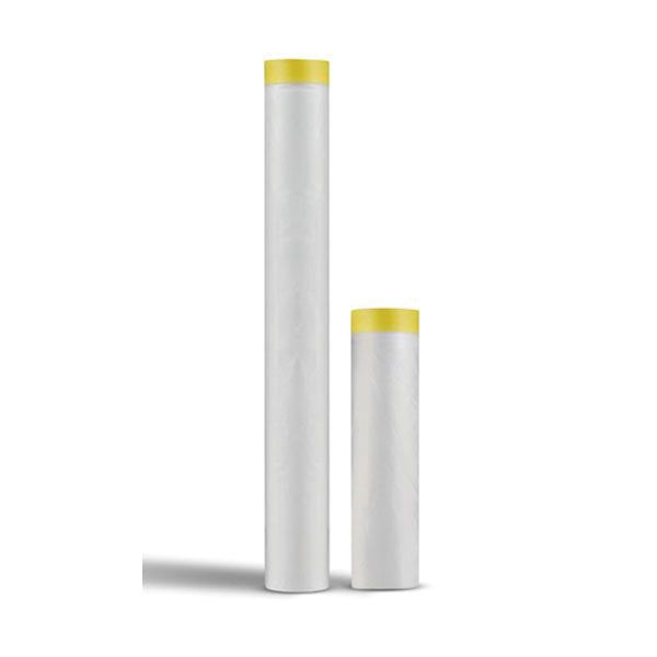 Q1 MDF02120 Premium Masking Drop Film 120 cm Width, 25 yd Length, Sun Yellow Tape, Clear Film