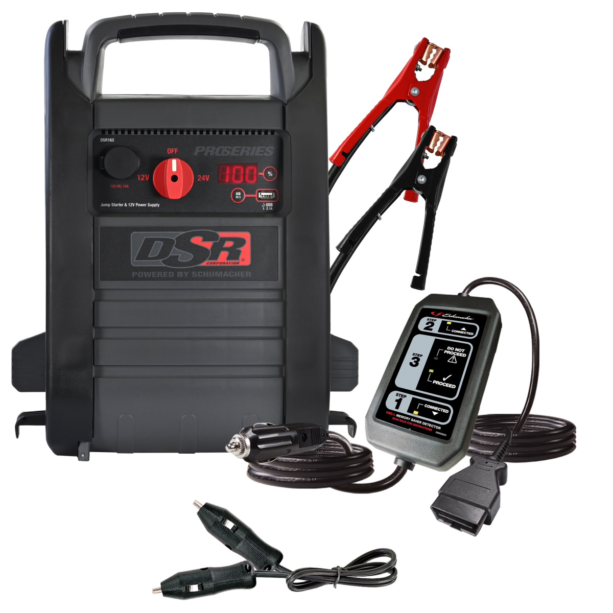 Schumacher Electric DSR165C 2200 Peak Amp Jump Starter with 12V DC Port and OBDII Memory Saver