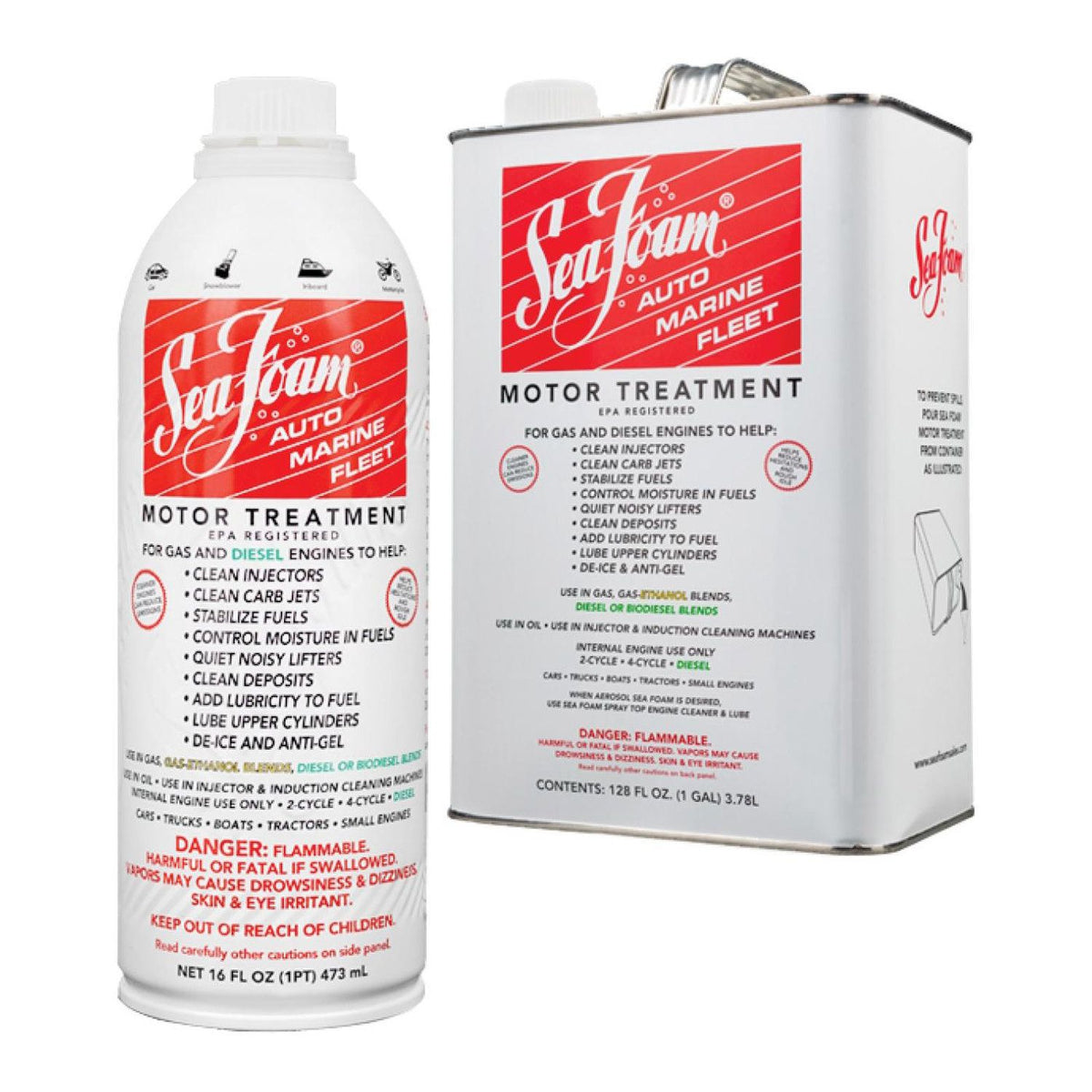 Sea Foam SF16 Motor Treatment 16 Oz Can, Clear Liquid for Gas and Diesel Engines
